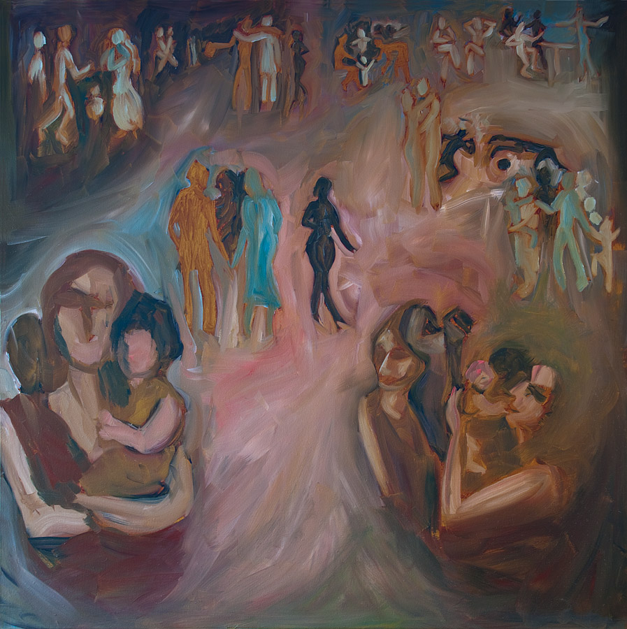 "All time, everywhere, anyone". 100x100cm, oil on canvas. ©2011 Orla Clancy